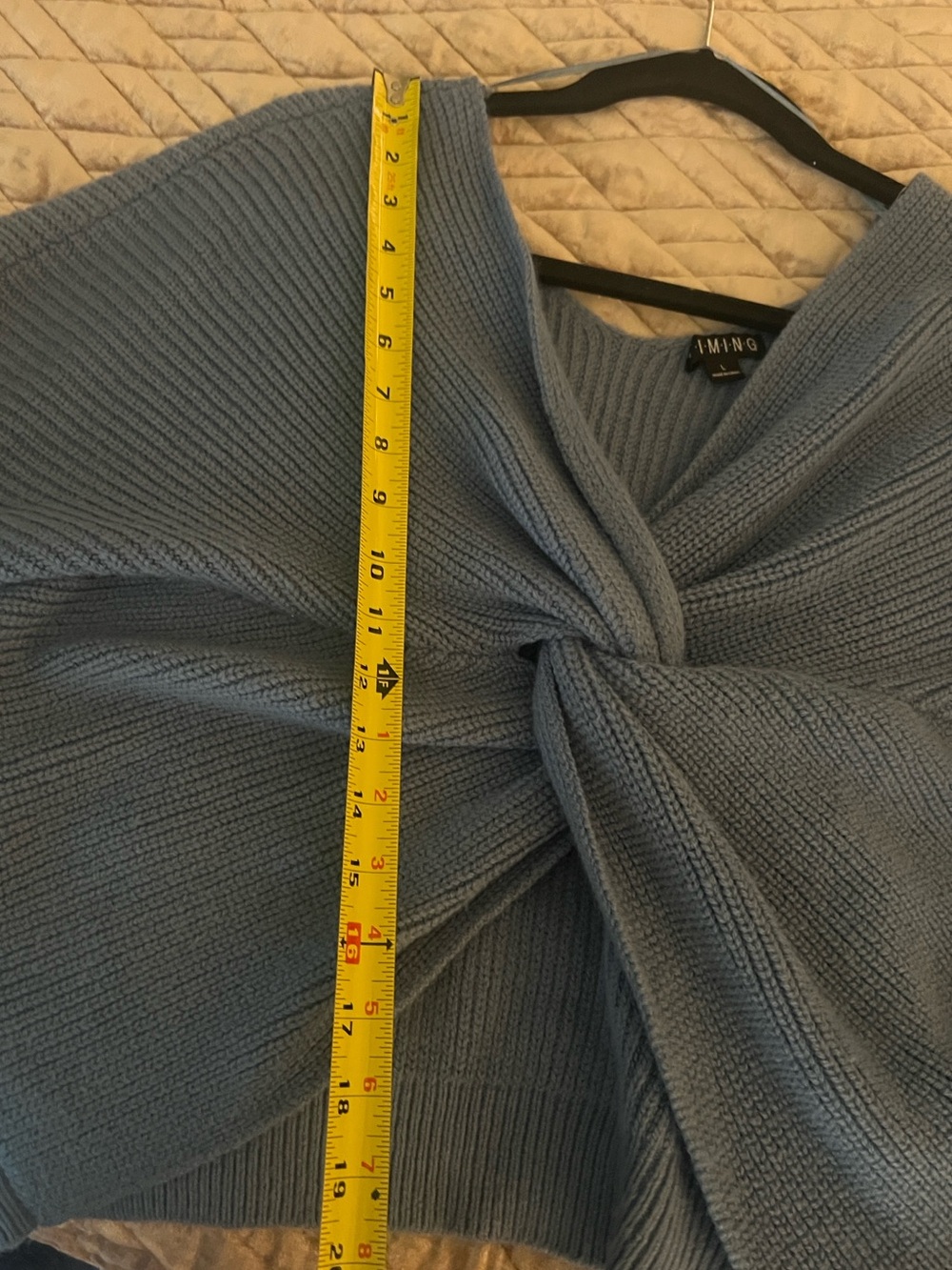 Twist-Front Ribbed V-Neck Sweater - Blue - Picture 5 of 8